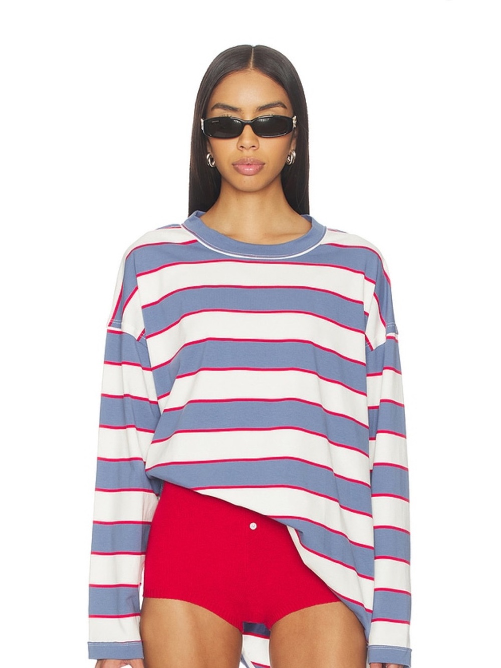 Lioness horizon long sleeve in dusty blue stripe